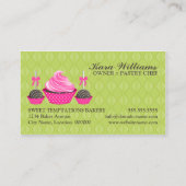 Poppen en groene roze cupcake visitekaartje (Achterkant)
