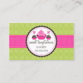 Poppen en groene roze cupcake visitekaartje (Voorkant)