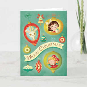  poppen en rendieren kerst Wenskaart Feestdagen Kaart