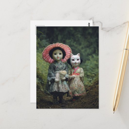 Poppen in het bos briefkaart (Voorkant / Achterkant in situ)