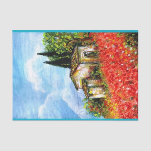 POPPEN IN TUSCANY LANDSCAPE TISSUEPAPIER (Voorkant)