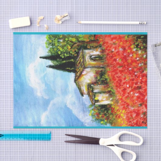 POPPEN IN TUSCANY LANDSCAPE TISSUEPAPIER (Craft)