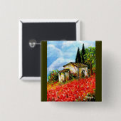 POPPEN IN TUSCANY VIERKANTE BUTTON 5,1 CM (Voorkant /achterkant)