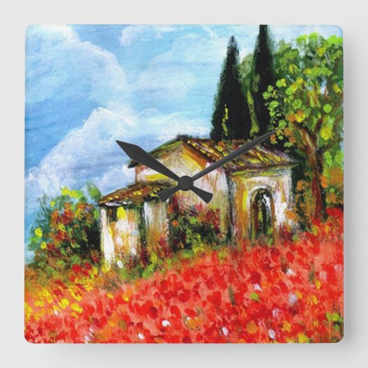 POPPEN IN TUSCANY VIERKANTE KLOK (Voorkant)