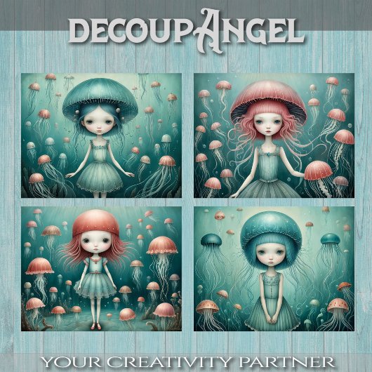 Poppen in Waterworld - Decoupage - Tissuepapier