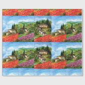 POPPEN, IRISES, ANTIEK RUSTISCHE VILLAGE IN TUSCAN CADEAUPAPIER (Vlak)