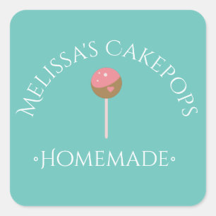 Poppen Logo Stickers Homemade Bakkerij Blauwgroen