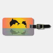 Poppen met rolvergrendeling op zonsondergang bagagelabel (Voorkant horizontaal)