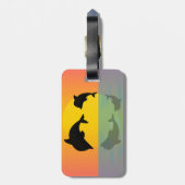 Poppen met rolvergrendeling op zonsondergang bagagelabel (Achterkant verticaal)