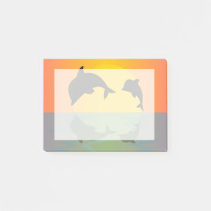 Poppen met rolvergrendeling op zonsondergang post-it® notes