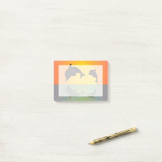 Poppen met rolvergrendeling op zonsondergang post-it® notes (Op bureau)