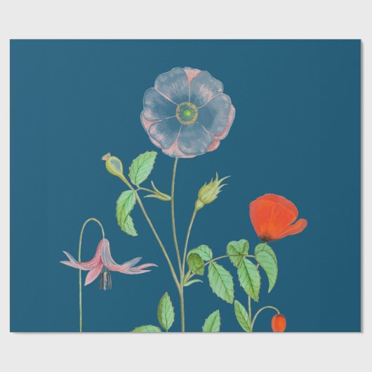 POPPEN OP DARK BLUE Wrapping Paper Cadeaupapier (Vlak)