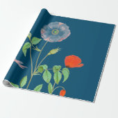 POPPEN OP DARK BLUE Wrapping Paper Cadeaupapier (Uitgerold)