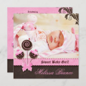 Poppen roze aankondiging (Voorkant / Achterkant)