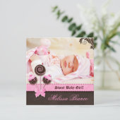 Poppen roze aankondiging (Staand voorkant)