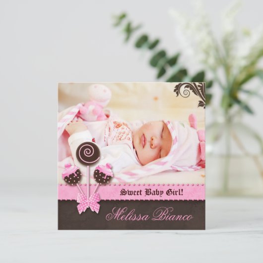 Poppen roze aankondiging (Staand voorkant)