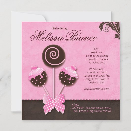 Poppen roze aankondiging (Achterkant)