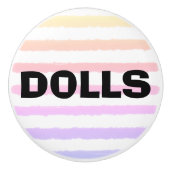 Poppen Roze Geel Paarse Waterverf Strepen Keramische Knop (Voorkant)