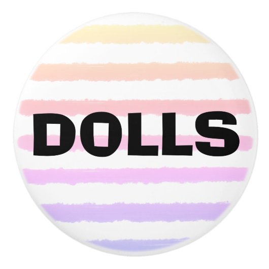 Poppen Roze Geel Paarse Waterverf Strepen Keramische Knop (Voorkant)