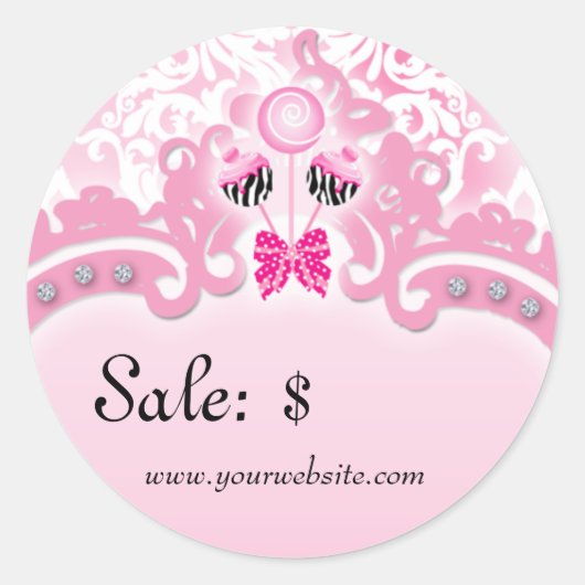Poppen sticker Price Label Sale Zebra Roze (Voorkant)