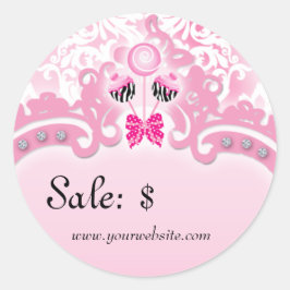 Poppen sticker Price Label Sale Zebra Roze