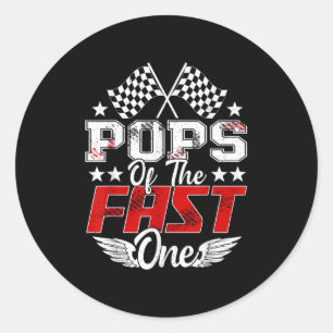 Poppen van de Fast One First Birthday Racing Car F Ronde Sticker