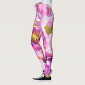 Poppen van roze en Paarse levendige bloemen Leggings (Links)