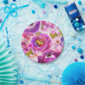 Poppen van roze Paars goudkleurige bloemetjes Papieren Bordje (Feest)