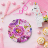 Poppen van roze Paars goudkleurige bloemetjes Papieren Bordje (Feest)