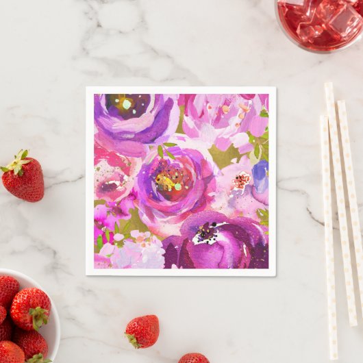 Poppen van roze Paars goudkleurige bloemetjes Servetten (Insitu)