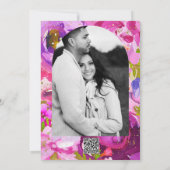 Poppen van Roze & Paarse Levendige Bloemen Dank U Kaart (Achterkant)