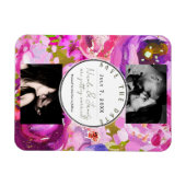 Poppen van Roze & Paarse Levendige Bloemen Save th Magneet (Horizontaal)