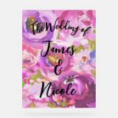 Poppen van Roze & Paarse Levendige Bloemen Trouwbo Acryl Bord (Voorkant)