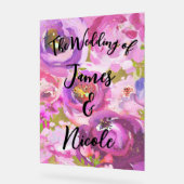 Poppen van Roze & Paarse Levendige Bloemen Trouwbo Acryl Bord (Hoek)