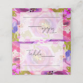 Poppen van Roze & Paarse Levendige Bloemen Trouwna Plaatskaartje (Buitenkant ongevouwen)