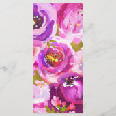 Poppen van Roze & Paarse Levendige Bloemen Wedding Menu (Achterkant)