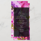 Poppen van Roze & Paarse Levendige Bloemen Wedding Menu (Voorkant / Achterkant)