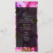 Poppen van Roze & Paarse Levendige Bloemen Wedding Menu (Voorkant)