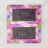 Poppen van Roze & Paarse Vibrant Bloemen Huwelijk Plaatskaartje (Buitenkant ongevouwen)
