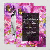 Poppen van roze & Paarse Vibrant Floral Vrijgezell Kaart (Voorkant / Achterkant)