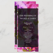 Poppen van Roze Paarse Vibrant Floral Wedding Prog Programmakaart (Voorkant / Achterkant)