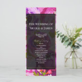 Poppen van Roze Paarse Vibrant Floral Wedding Prog Programmakaart (Staand voorkant)