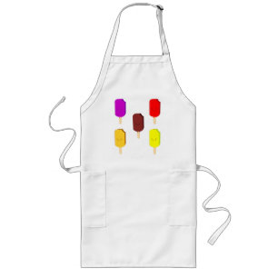 Poppen van vruchten-ijs en chocolade-ijskap lang schort