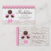 Poppen Visitekaartje Bakkerij Roze bruine Zebra (Voorkant / Achterkant)