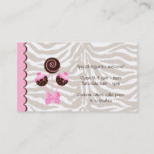 Poppen Visitekaartje Bakkerij Roze bruine Zebra (Achterkant)