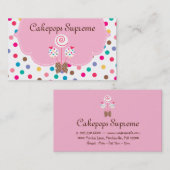 Poppen Visitekaartje Polka Dots Pink Heart (Voorkant / Achterkant)