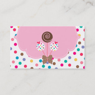 Poppen Visitekaartje Polka Dots roze chocolade