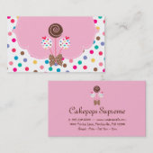 Poppen Visitekaartje Polka Dots roze chocolade (Voorkant / Achterkant)