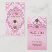 Poppen Visitekaartje Retro Damask Pink White (Voorkant / Achterkant)