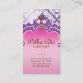 Poppen Visitekaartje Retro Damask Roze Paars (Achterkant)